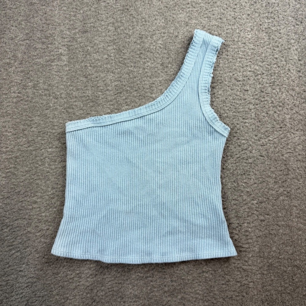 Urban Outfitters One Shoulder Tank Top Women's Medium Blue Ribbed Knit‎ Crop Top